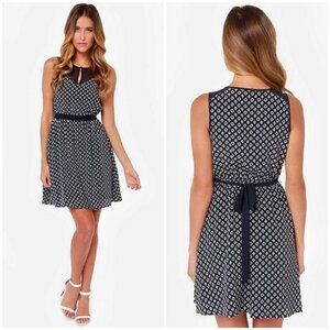 💕LULUS💕 Captivated By You Navy Blue Print Dress ~ Medium